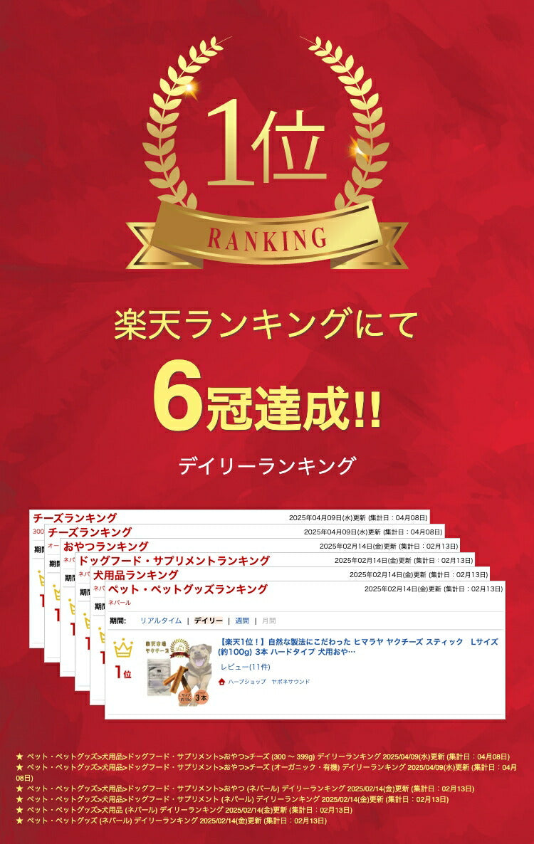 【楽天1位!】自然な製法にこだわった ヒマラヤ ヤクチーズ スティック Lサイズ (約100g) 3本 ハードタイプ 犬用おやつ 犬の歯 健康 ペットフード ヒマチ― 犬用ガム ヤクミルク ドッグフード 高たんぱく グルテンフリー グレインフリー
