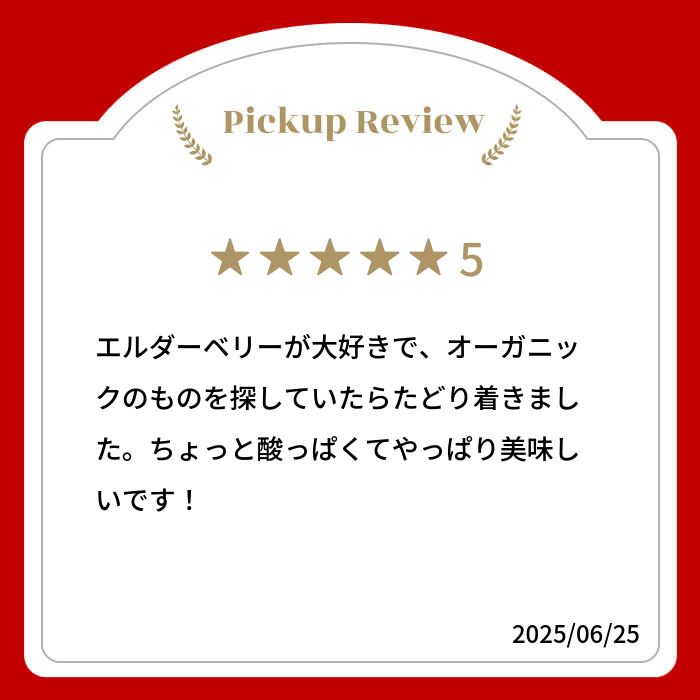 【新商品レビューキャンペーン対象】100%オーガニック ドライ エルダーベリー ( ホールタイプ) 