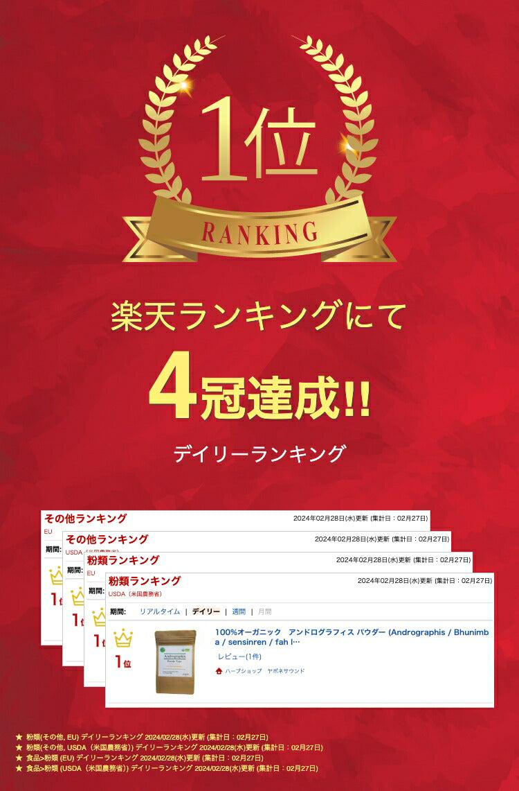 100%オーガニック　アンドログラフィス パウダー (Andrographis / Bhunimba / sensinren / fah latai joen Powder) 50g センシンレン 穿心蓮 ファータライジョン アーユルヴェーダ ブーニンバ コロナ サプリメントグレード コロナ
