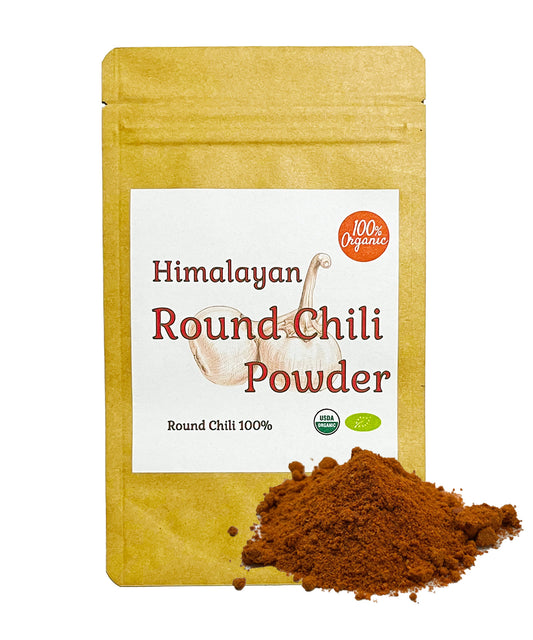 【日本初輸入!】ヒマラヤ産 有機ラウンドチリ Round chili ( パウダー タイプ ) 乾燥唐辛子 粉末 50g │ オーガニック 丸型 スパイス 香辛料 カレー エスニック料理 激辛 シーズニング イタリアン 中華 辛味 クセなし 自然栽培 検査済み 産地直輸入 【送料無料】