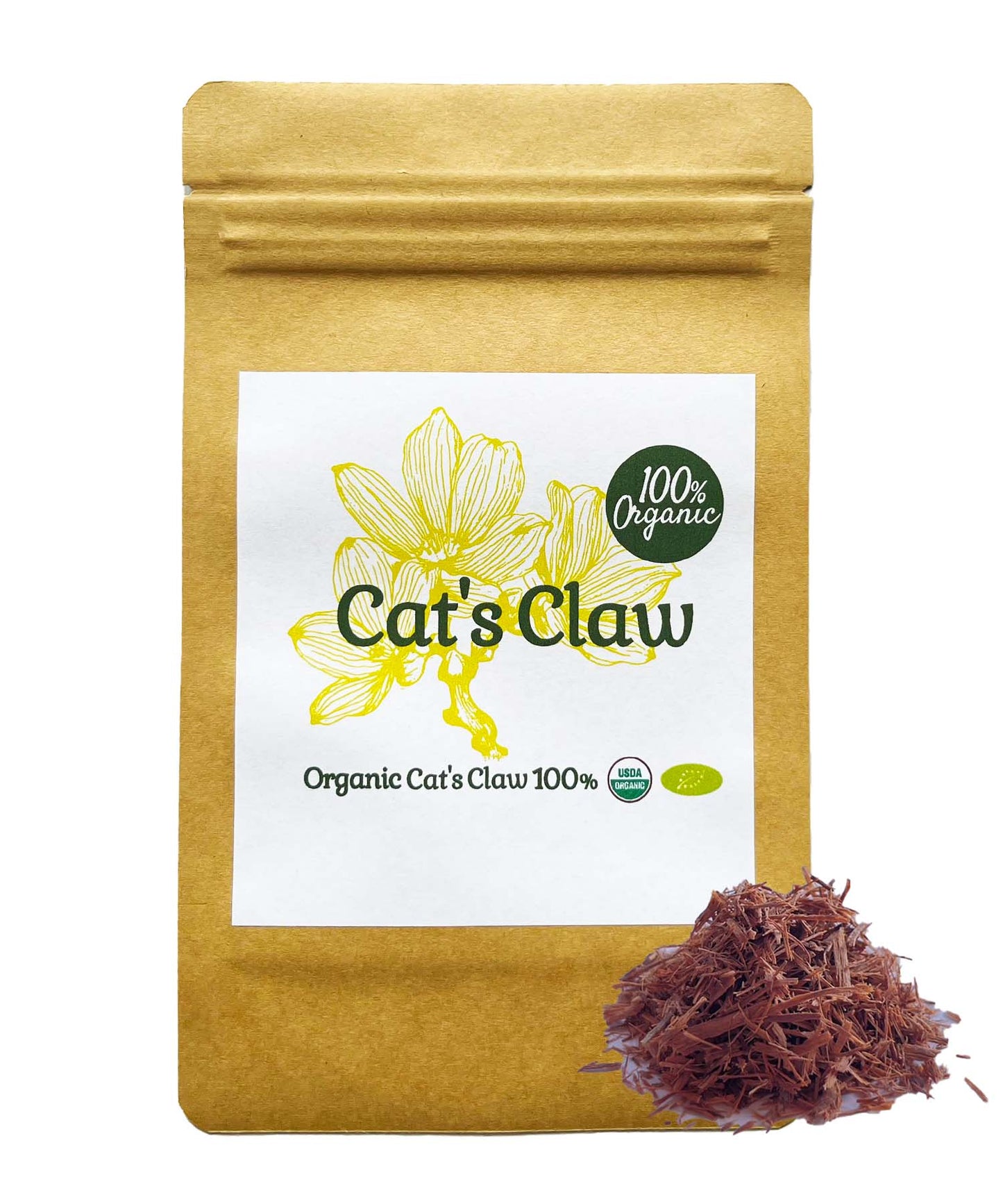 【新商品レビューキャンペーン対象】100%オーガニック キャッツクロー / Cats Claw 100g Uncaria tomentosa 釣藤鈎 アルカロイド ウイルス 胃腸 関節 胃腸  リウマチ イソプテロポディン トリテルペン キノビック酸グルコシド　ハーブティー アーユルヴェーダ