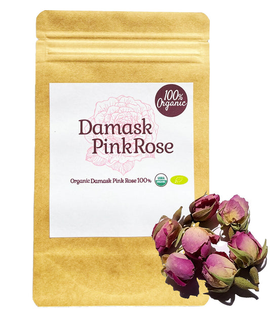 【新商品レビューキャンペーン対象】100%オーガニック ダマスクローズ バッズ / Damask Rose buds 100g バラ 薔薇 Rosa Damascena 蕾 ゲラニオール ネロル フェニルアルコール リナロール ハーブティー ポプリ 入浴剤 アーユルヴェーダ