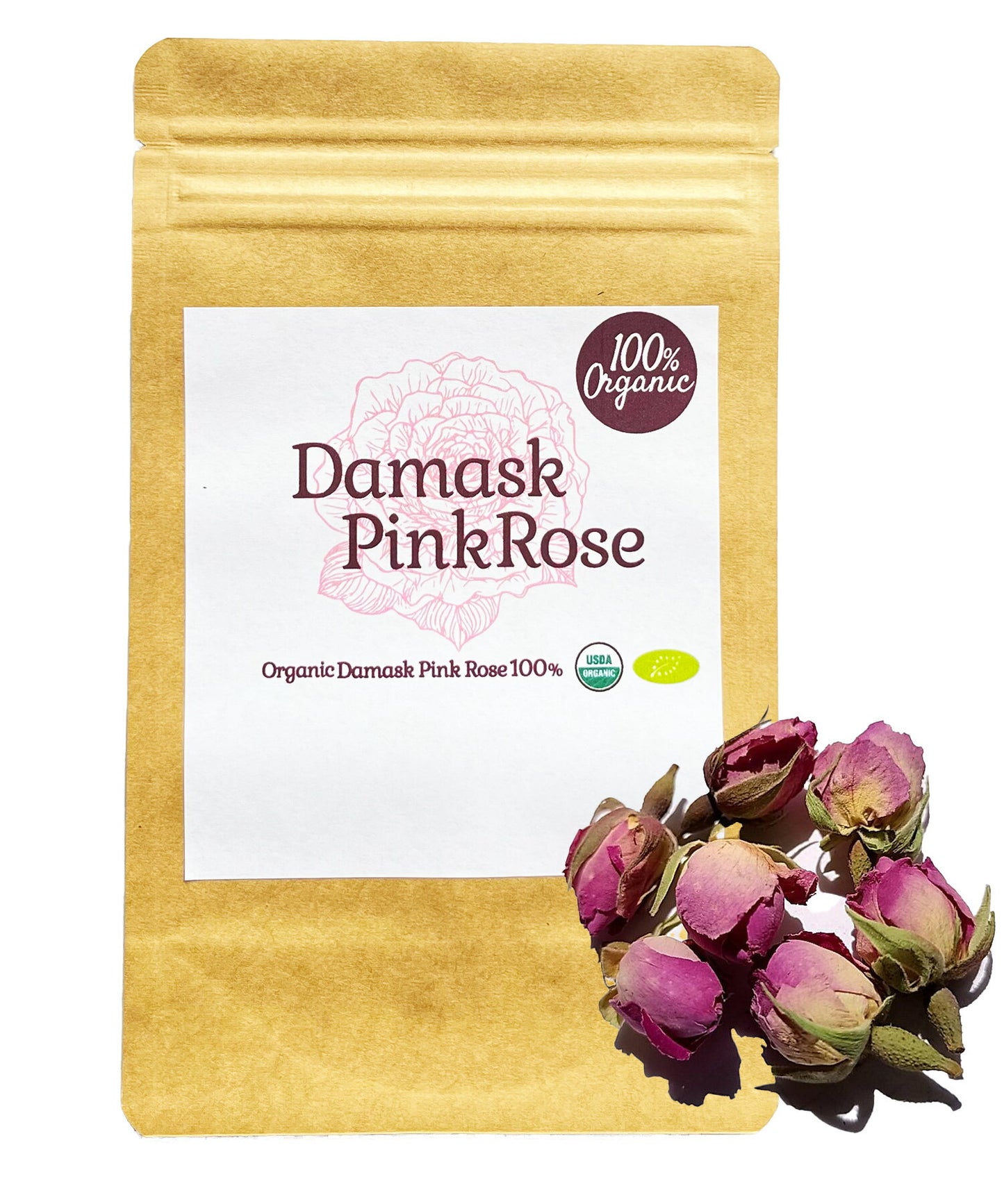 【新商品レビューキャンペーン対象】100%オーガニック ダマスクローズ バッズ / Damask Rose buds 25g バラ 薔薇 Rosa Damascena 蕾 ゲラニオール ネロル フェニルアルコール リナロール ハーブティー ポプリ 入浴剤 アーユルヴェーダ