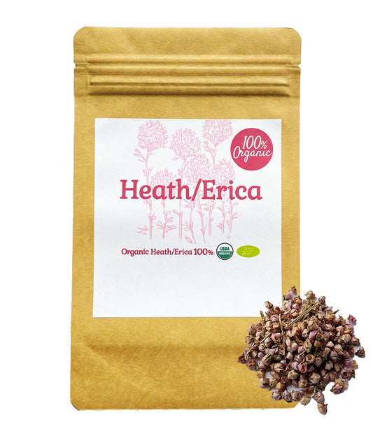 【新商品レビューキャンペーン対象】100%オーガニック ヒース  ( エリカ )/ Heath ( Erica ) 50g Erica vulgaris アルブチン カロチン ミネラル フラボノイド 肌  泌尿器 色素 ハーブティー 化粧水 アーユルヴェーダ