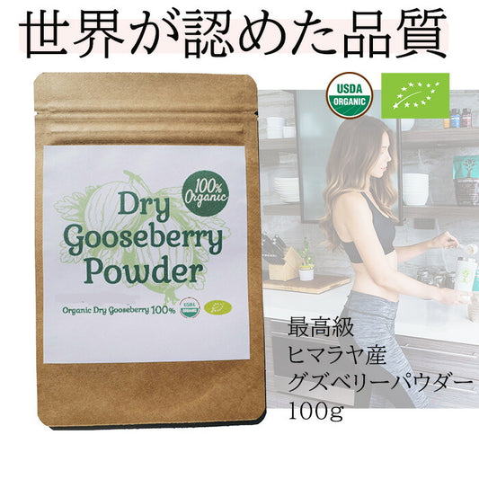 100%オーガニック　グーズベリー ( アムラ ) パウダー / Gooseberry ( Amla )Powder 100g オーガニック スーパーフード ビタミンC 健康 調味料 アーユルヴェーダ  高濃度タンニン ヘアケア ハーブ グズベリー セイヨウスグリ 葉酸 ポリフェノール ベータカロチン