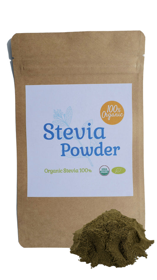 【新商品レビューキャンペーン対象】100%オーガニック ステビア ピュア パウダー / Stevia Pure Powder 50g  未精製品 甘味料 低カロリー 粉末ハーブ 健胃 ステビオサイド グリコシド 肌 抗糖化