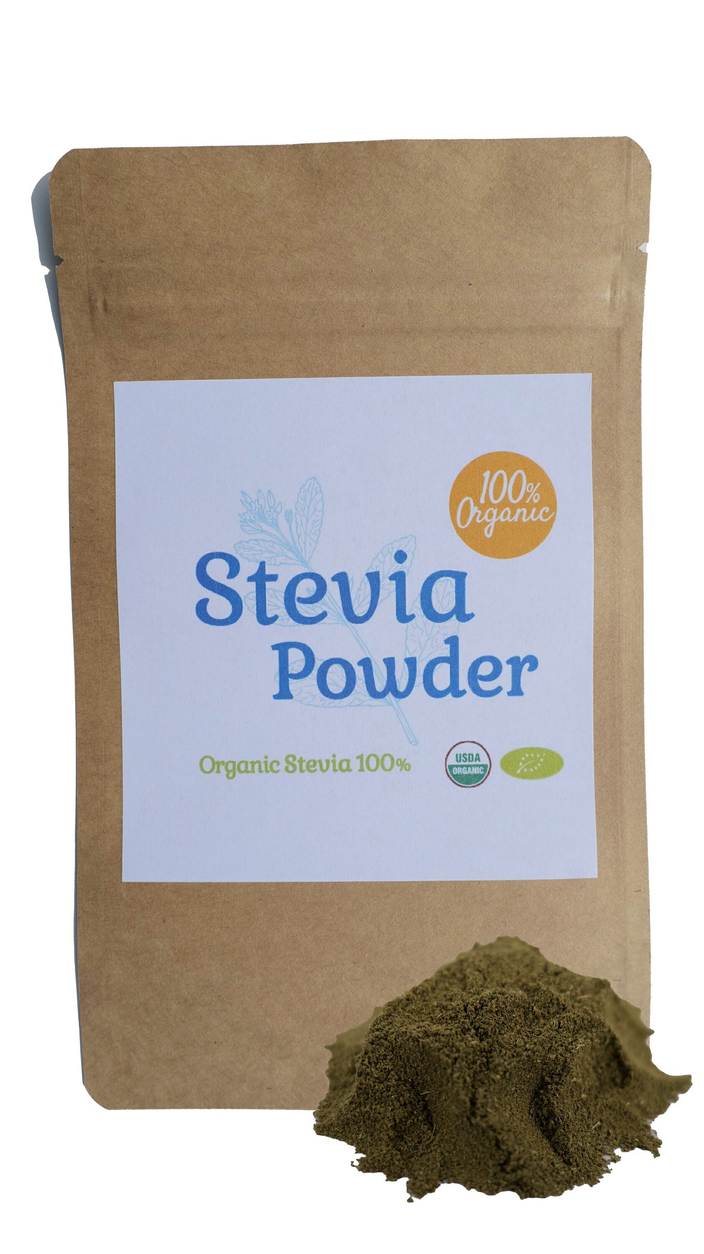 【新商品レビューキャンペーン対象】100%オーガニック　ステビア ピュア パウダー / Stevia Pure Powder 100g  未精製品 甘味料 低カロリー 粉末ハーブ 健胃 ステビオサイド グリコシド 肌 抗糖化