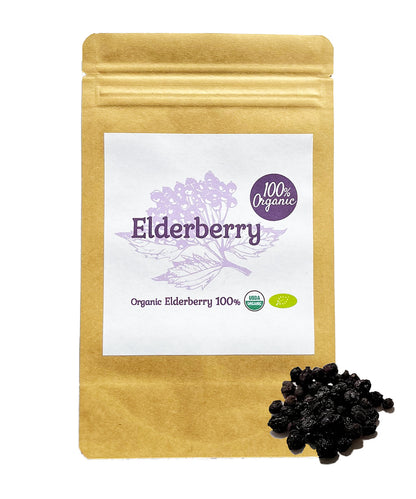 【新商品レビューキャンペーン対象】100%オーガニック ドライ エルダーベリー ( ホールタイプ) / Elderberry  (whole) 100g セイヨウニワトコ ポリフェノール イソケルセチン ルチン アントシアニン 目の健康 感染症 ストレス ハーブ ティー アーユルヴェーダ