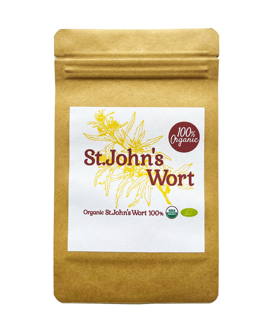 【新商品レビューキャンペーン対象】100%オーガニック セントジョーンズワート / St. John's Wort 100g セイヨウオトギリソウ Hypericum Klamath weed Goatweed ヒペリシン ヒペルフォリン 注意力 多動 リラックスサポート スキンケア ハーブサプリ