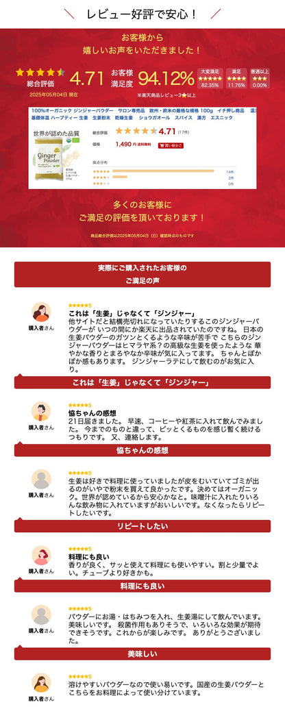 100%オーガニック ジンジャーパウダー　サロン専売品　欧州・欧米の厳格な規格 100g　イチ押し商品　 温活　基礎体温 ハーブティー 生姜　生姜粉末　乾燥生姜　 ショウガオール　スパイス　漢方　エスニック