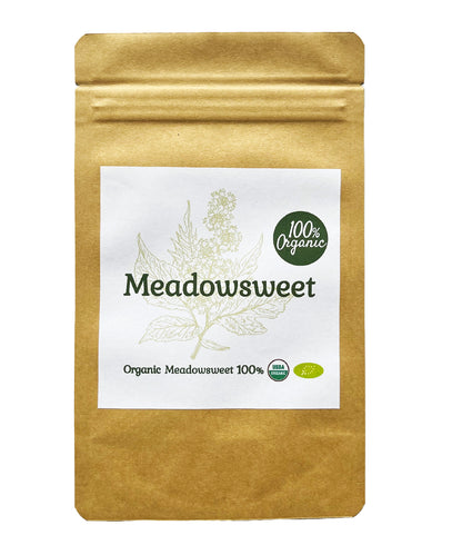 【新商品レビューキャンペーン対象】100%オーガニック メドウスイート / Meadowsweet 100g セイヨウナツユキソウ  Filipendula ulmaria  西洋夏雪草 サリチル酸 フラボノイド タンニン クエン酸 ハーブティー 化粧水 肌 アーユルヴェーダ