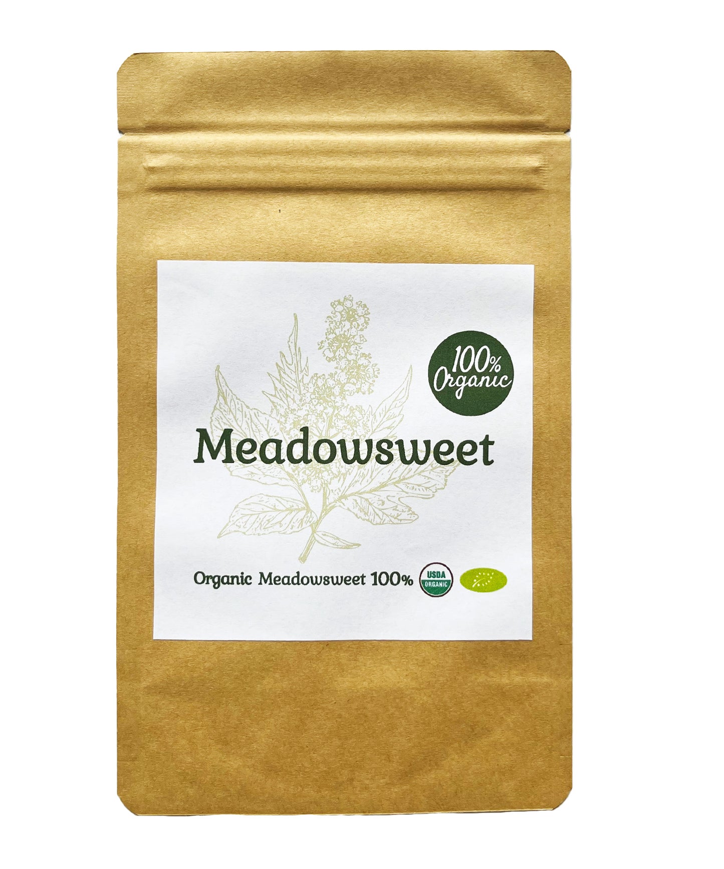 【新商品レビューキャンペーン対象】100%オーガニック メドウスイート / Meadowsweet 50g セイヨウナツユキソウ  Filipendula ulmaria  西洋夏雪草 サリチル酸 フラボノイド タンニン クエン酸 ハーブティー 化粧水 肌 アーユルヴェーダ