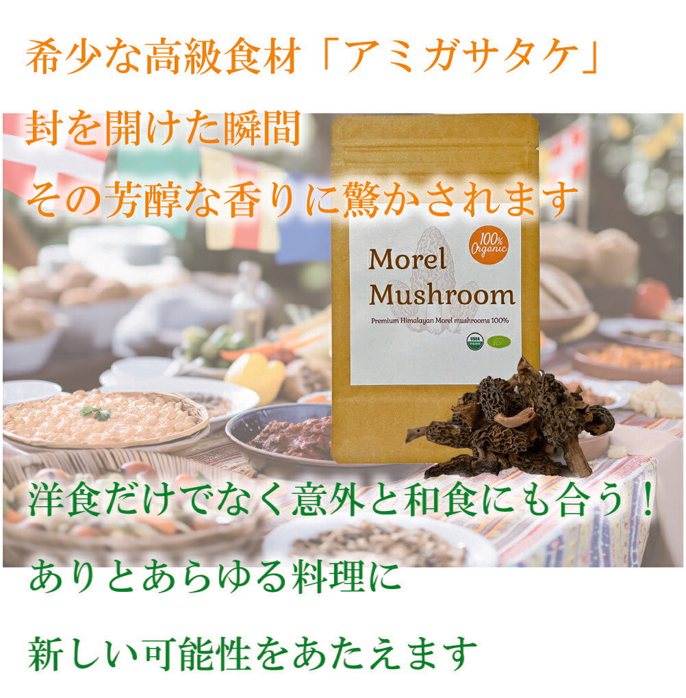 100%オーガニック ヒマラヤ産 天然 モリーユ茸 50g アミガサタケ モレルマッシュルーム 高級