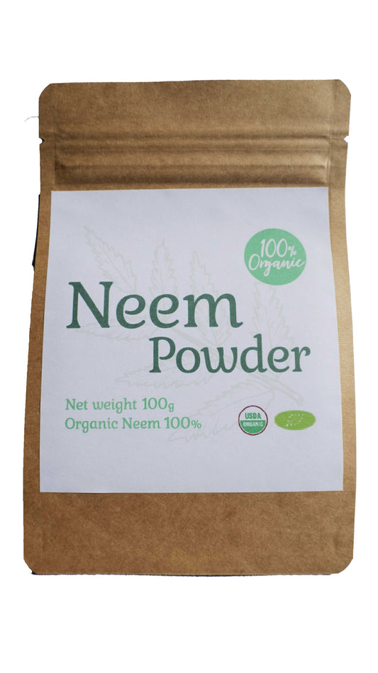 100%オーガニック ニームパウダー(neem powder) 100g 環境に配慮したチャック付きパック  無農薬栽培 サロン専売品 欧米オーガニック規格 アーユルヴェーダ ミラクルニーム  美容 シャンプー ヘアケア ニームティー ハーブティー 健康 害虫駆除 ガーデニング