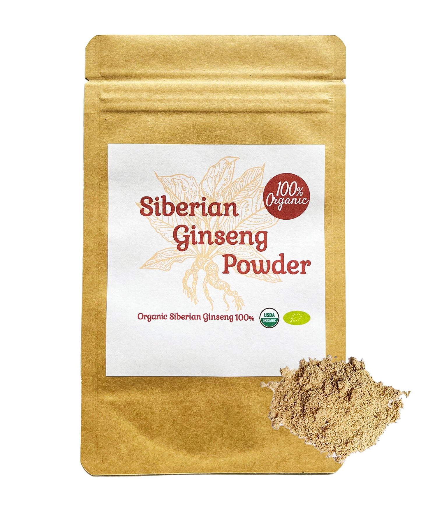 【新商品レビューキャンペーン対象】100%オーガニック シベリアン ジンセン パウダー / Siberian Ginseng Powder 100g エゾコウギ 刺五加 シゴカ アダプトゲン エレウテロシド サポニン クマリン リグナン アーユルヴェーダ ハーブティー ストレス